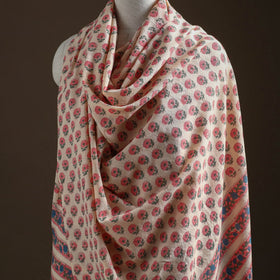 Floral Sanganeri Print Pure Merino Wool Handwoven Shawl 26