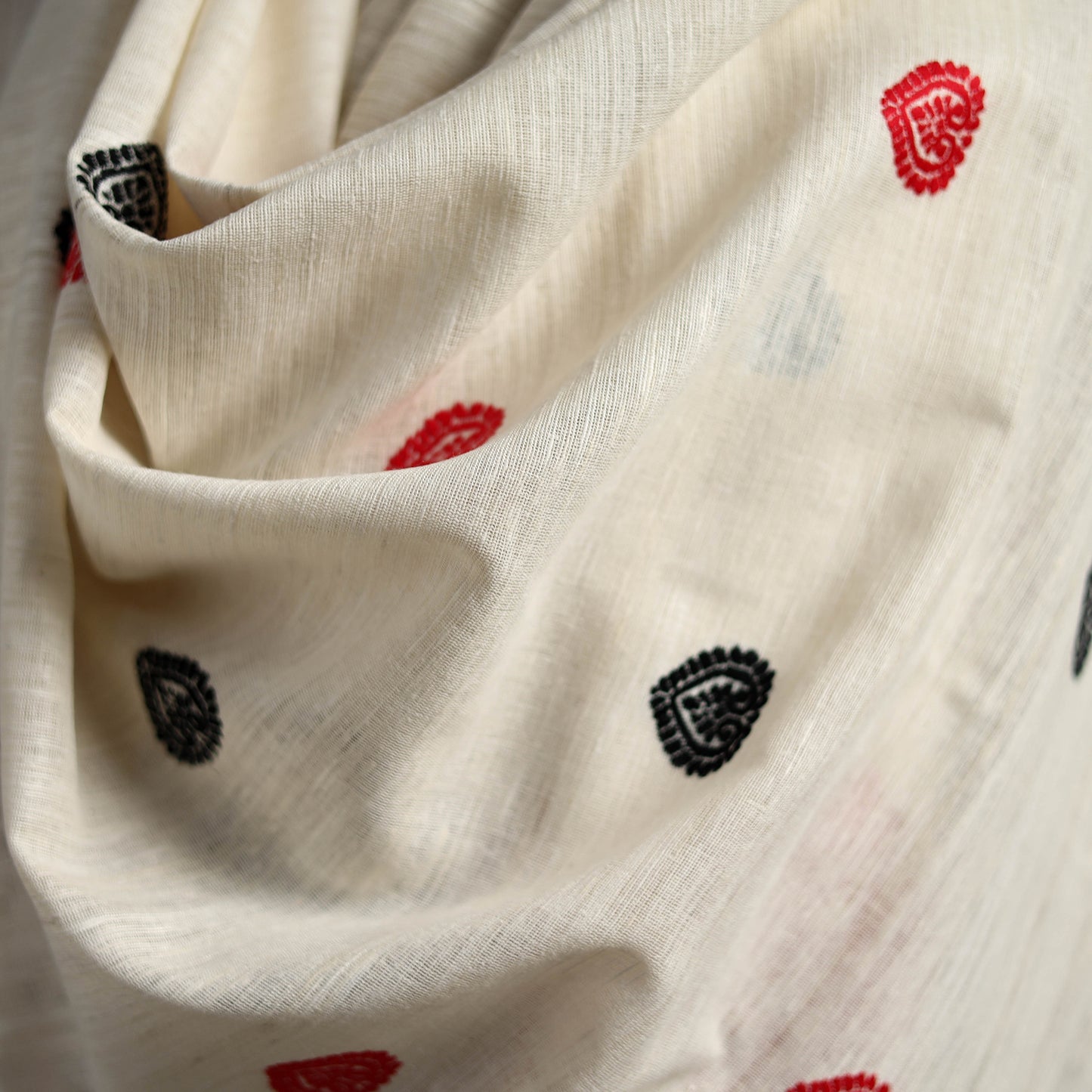 White - Handspun Handwoven Pure Eri Silk Aari Hand Embroidered Shawl of Assam 08