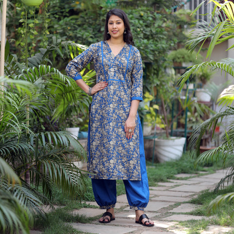 Kalamkari Kurta with Palazzo & Dupatta Set