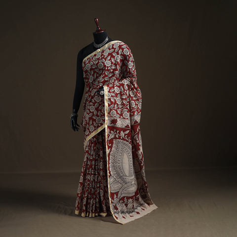 Kalamkari Printed Kota Doria Cotton Saree 23