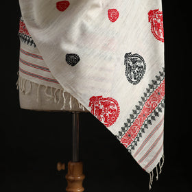 White - Handspun Handwoven Pure Eri Silk Aari Hand Embroidered Shawl of Assam 08