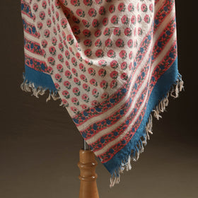 Floral Sanganeri Print Pure Merino Wool Handwoven Shawl 26