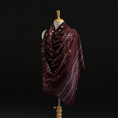 Kutch Handwoven Bandhani Tie-Dye Merino Wool Shawl 38