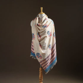Floral Sanganeri Print Pure Merino Wool Handwoven Shawl 27
