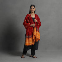 Handwoven Merino Wool Bandhani Shawl w/ Neran Embroidery 43