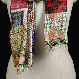 Bengal Kantha Handwork Patchwork Reversible Silk Stole 339
