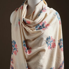 Floral Sanganeri Print Pure Merino Wool Handwoven Shawl 27