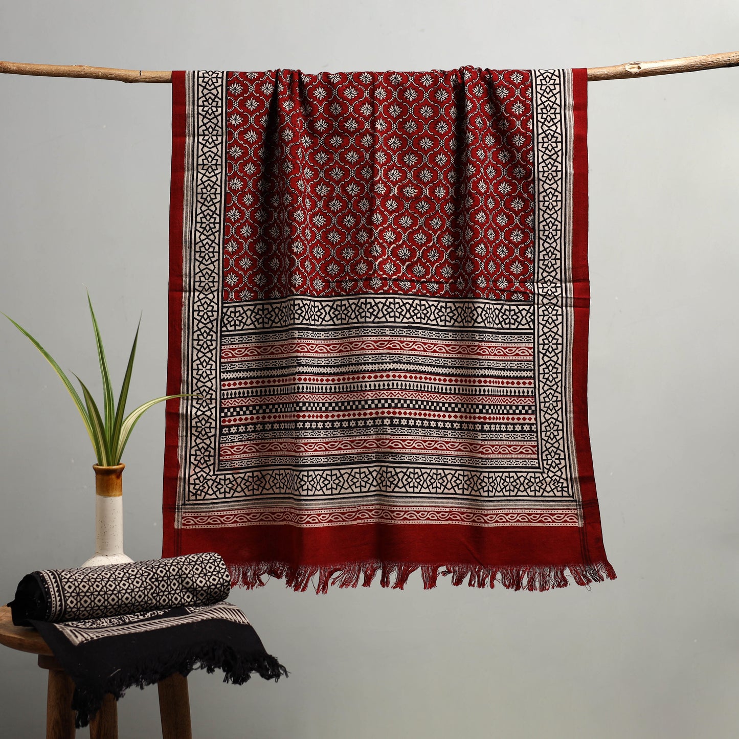 Handloom Cotton Natural Dyed Hand Block Bagh Print Towel 103