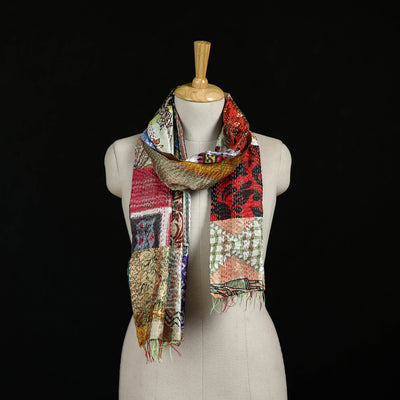 Bengal Kantha Handwork Patchwork Reversible Silk Stole 339