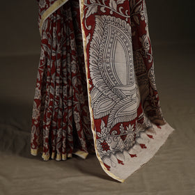 Kalamkari Printed Kota Doria Cotton Saree 23