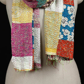 Bengal Kantha Handwork Patchwork Reversible Silk Stole 340
