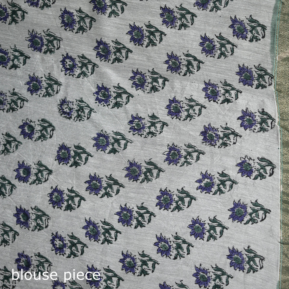 Floral Hand Block Print Mulberry Silk Sanganeri Saree 12