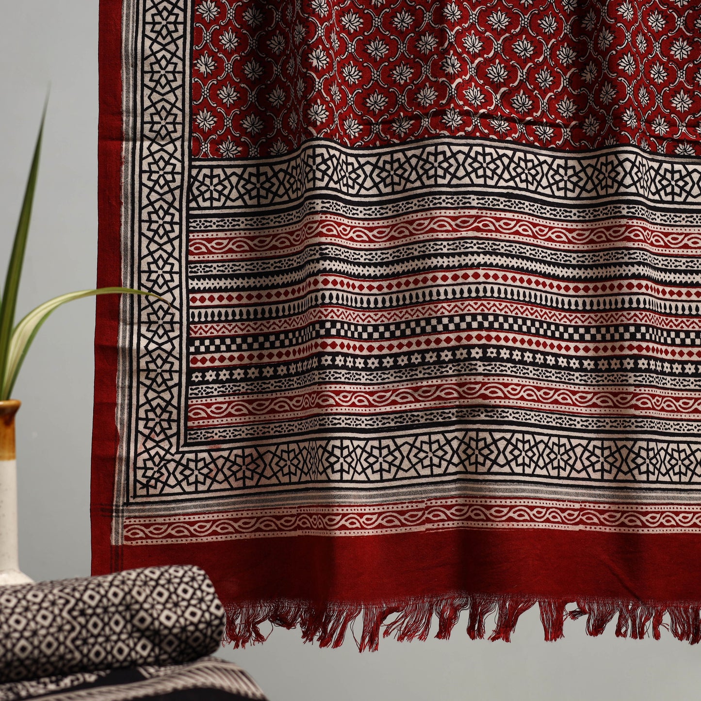 Handloom Cotton Natural Dyed Hand Block Bagh Print Towel 103