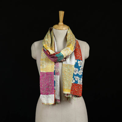 Bengal Kantha Handwork Patchwork Reversible Silk Stole 340
