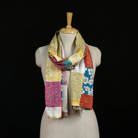 Bengal Kantha Handwork Patchwork Reversible Silk Stole 340