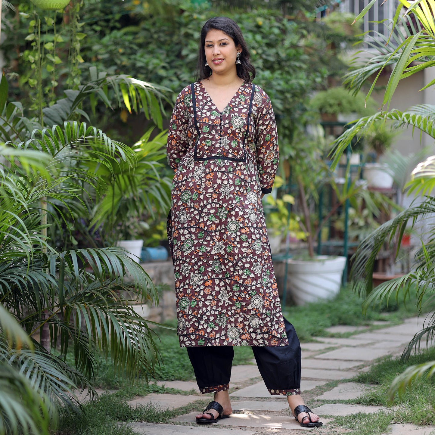 Kalamkari Kurta with Palazzo & Dupatta Set