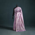 Floral Hand Block Print Mulberry Silk Sanganeri Saree 13