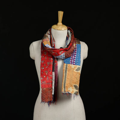 Bengal Kantha Handwork Patchwork Reversible Silk Stole 341