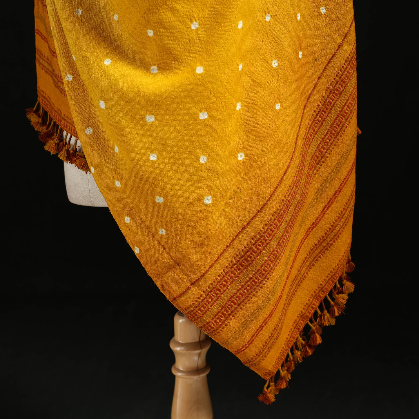 Kutch Handwoven Bandhani Merino Wool Shawl 48