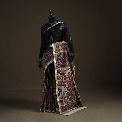 Kalamkari Printed Kota Doria Cotton Saree 24