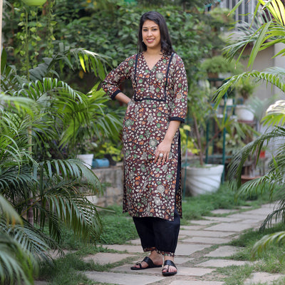 Kalamkari Kurta with Palazzo & Dupatta Set