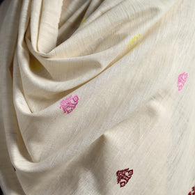 White - Handspun Handwoven Pure Eri Silk Aari Hand Embroidered Shawl of Assam 09