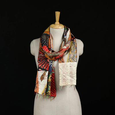 Bengal Kantha Handwork Patchwork Reversible Silk Stole 342