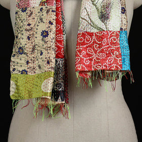 Bengal Kantha Handwork Patchwork Reversible Silk Stole 343