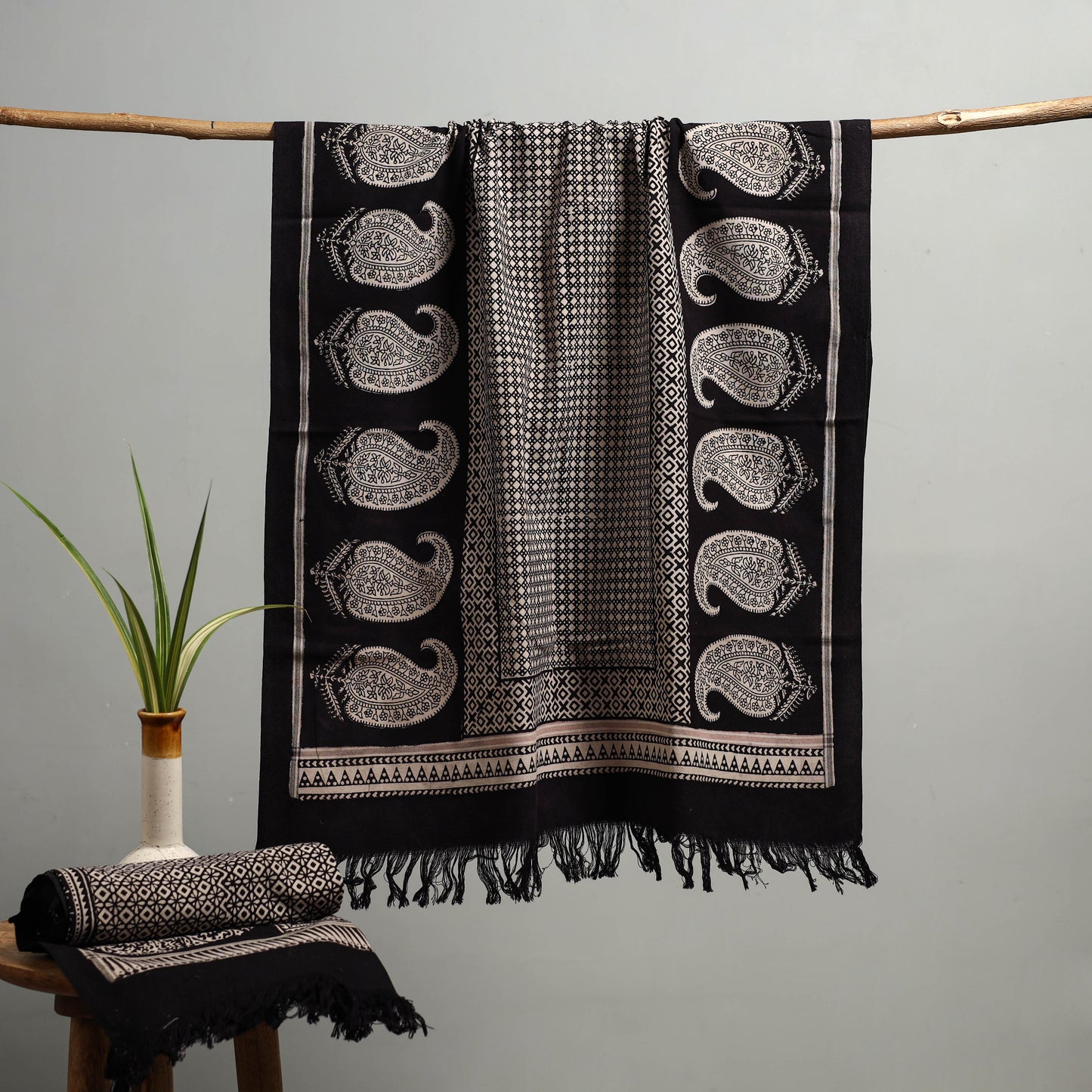 Handloom Cotton Natural Dyed Hand Block Bagh Print Towel 105