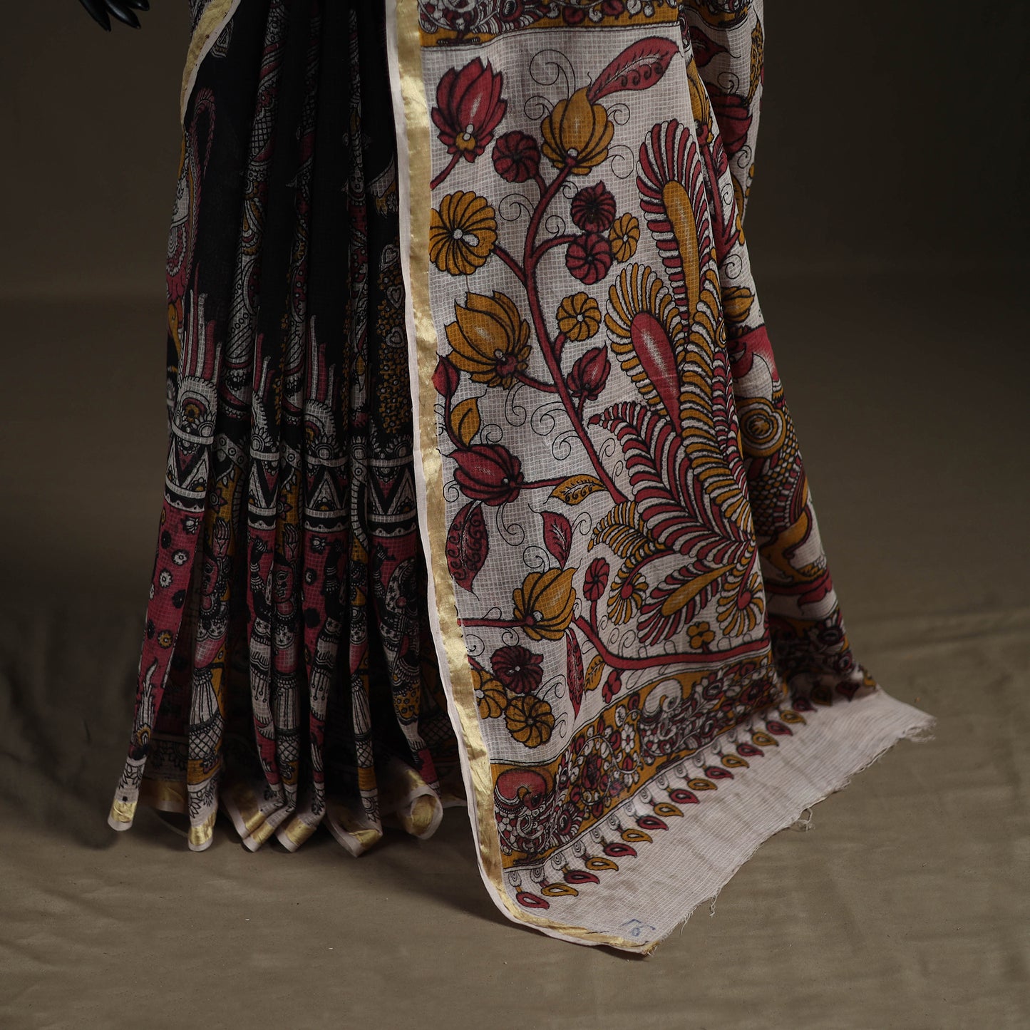 Kalamkari Printed Kota Doria Cotton Saree 24