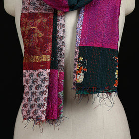 Bengal Kantha Handwork Patchwork Reversible Silk Stole 345