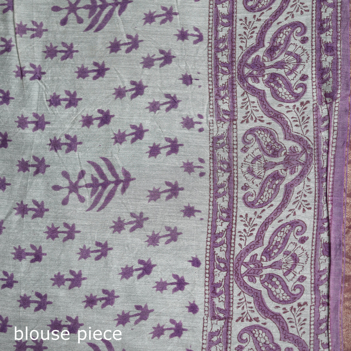 Floral Hand Block Print Mulberry Silk Sanganeri Saree 13