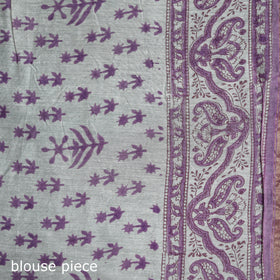 Floral Hand Block Print Mulberry Silk Sanganeri Saree 13