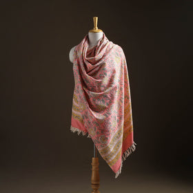 Floral Sanganeri Print Pure Merino Wool Handwoven Shawl 28