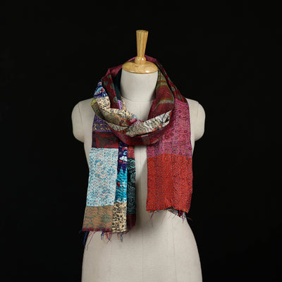 Bengal Kantha Handwork Patchwork Reversible Silk Stole 346
