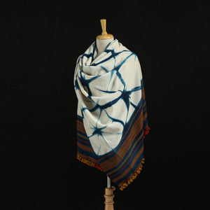 White - Kutch Handwoven Clamp Dyed Shibori Merino Wool Shawl 50