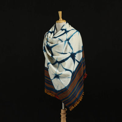 Kutch Handwoven Clamp Dyed Shibori Merino Wool Shawl 50