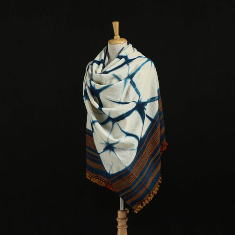 Kutch Handwoven Clamp Dyed Shibori Merino Wool Shawl 50