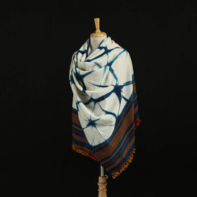 Kutch Handwoven Clamp Dyed Shibori Merino Wool Shawl 50
