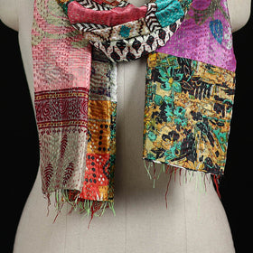 Bengal Kantha Handwork Patchwork Reversible Silk Stole 347