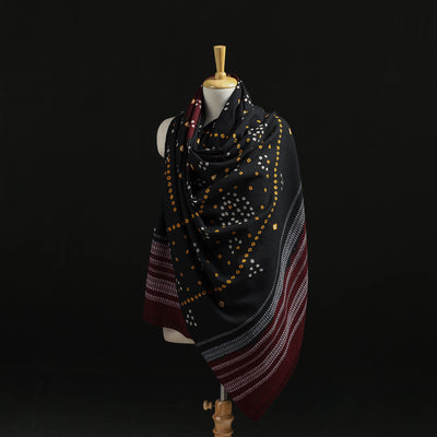 Kutch Handwoven Bandhani Tie-Dye Merino Wool Shawl 40