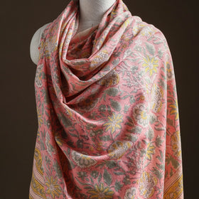 Floral Sanganeri Print Pure Merino Wool Handwoven Shawl 28