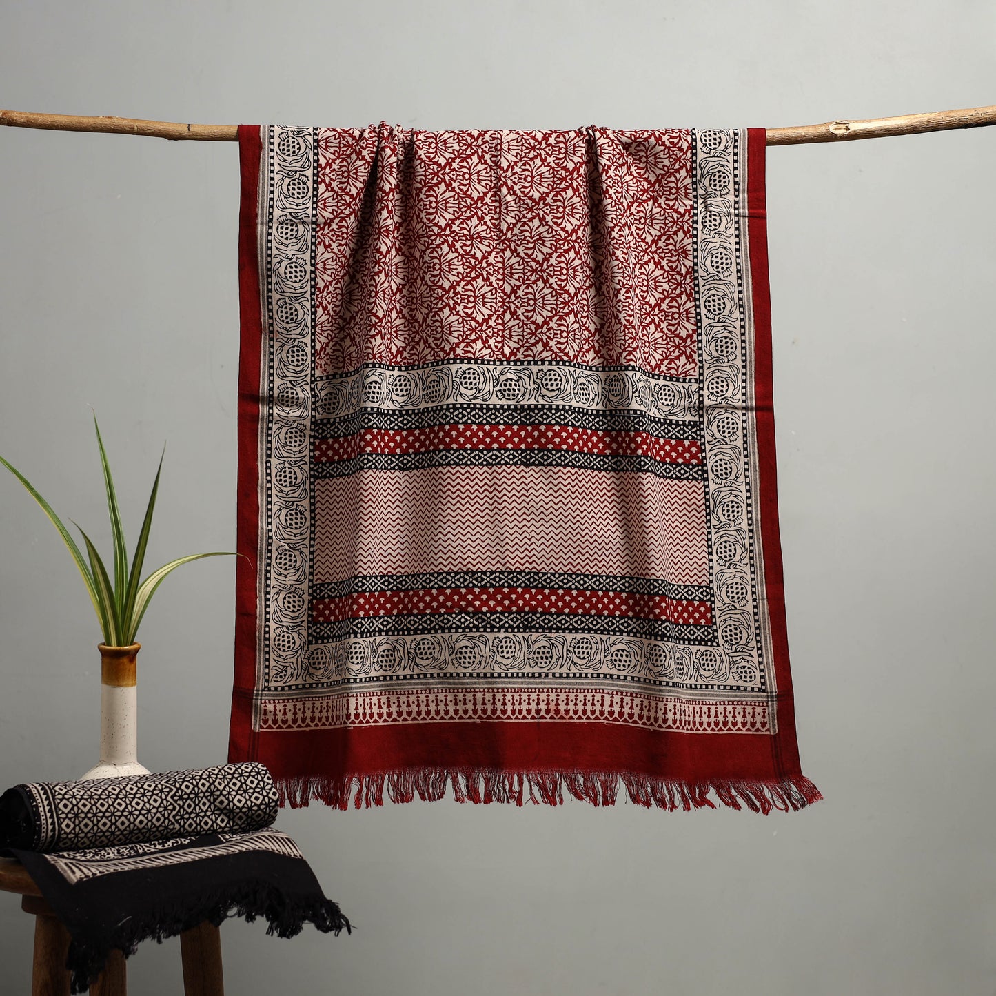 Handloom Cotton Natural Dyed Hand Block Bagh Print Towel 106