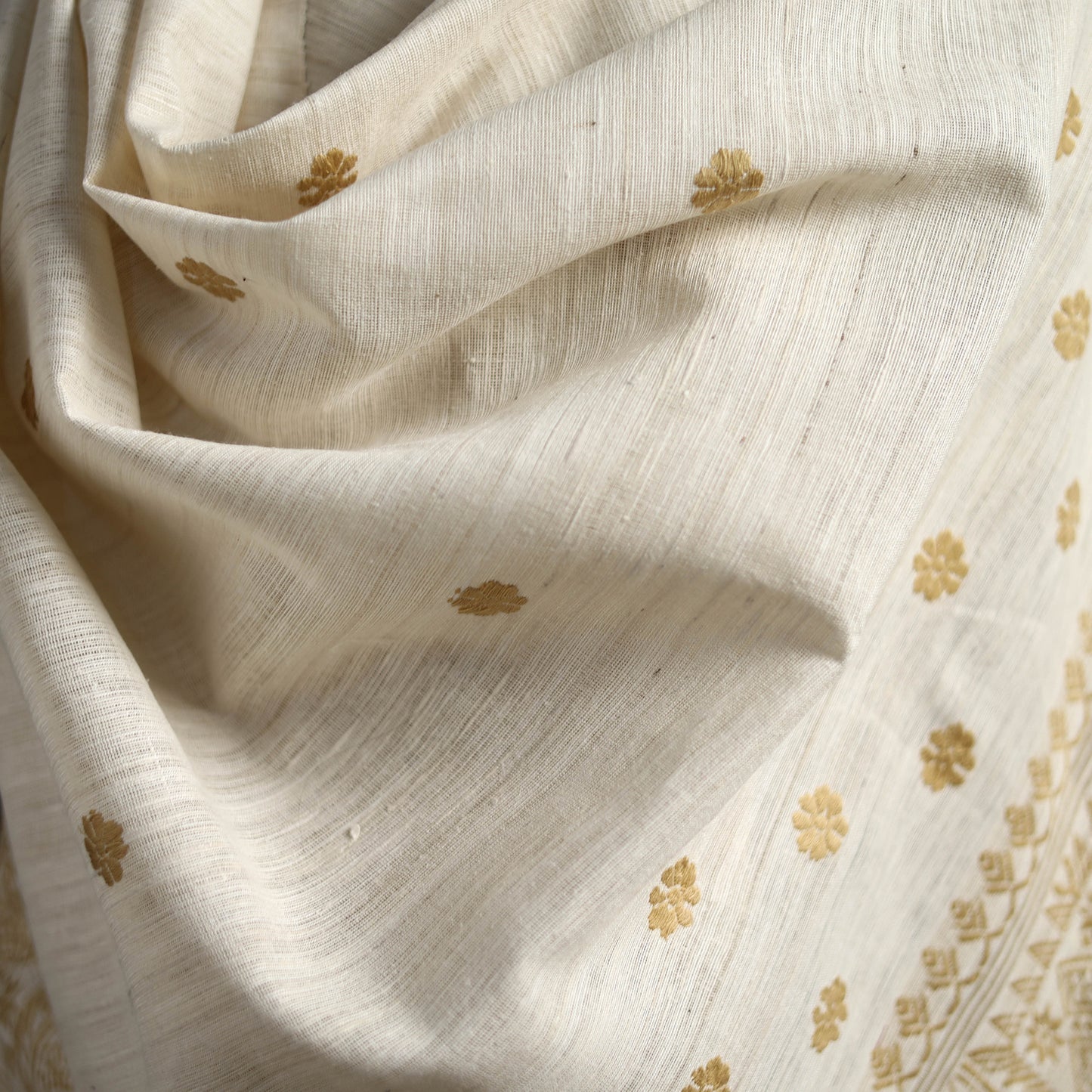 White - Handspun Handwoven Pure Eri Silk Aari Hand Embroidered Shawl of Assam 10