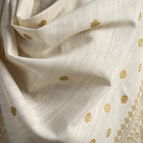 White - Handspun Handwoven Pure Eri Silk Aari Hand Embroidered Shawl of Assam 10