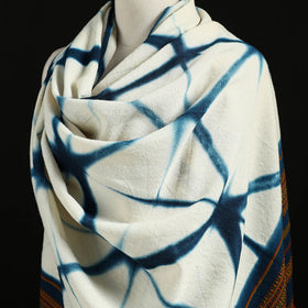 Kutch Handwoven Clamp Dyed Shibori Merino Wool Shawl 50