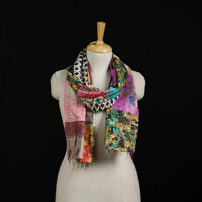 Bengal Kantha Handwork Patchwork Reversible Silk Stole 347