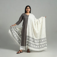 White - Handloom Cotton Burdwan Jamdani Dupatta 02