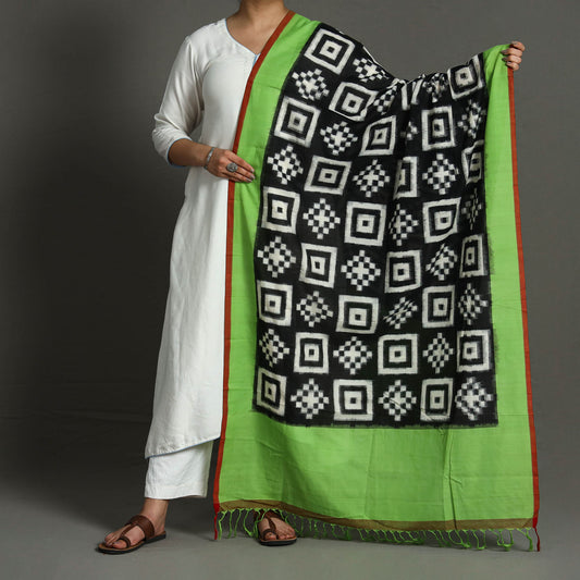 Pochampally Double Ikat Cotton Handloom Dupatta with Tassels 68