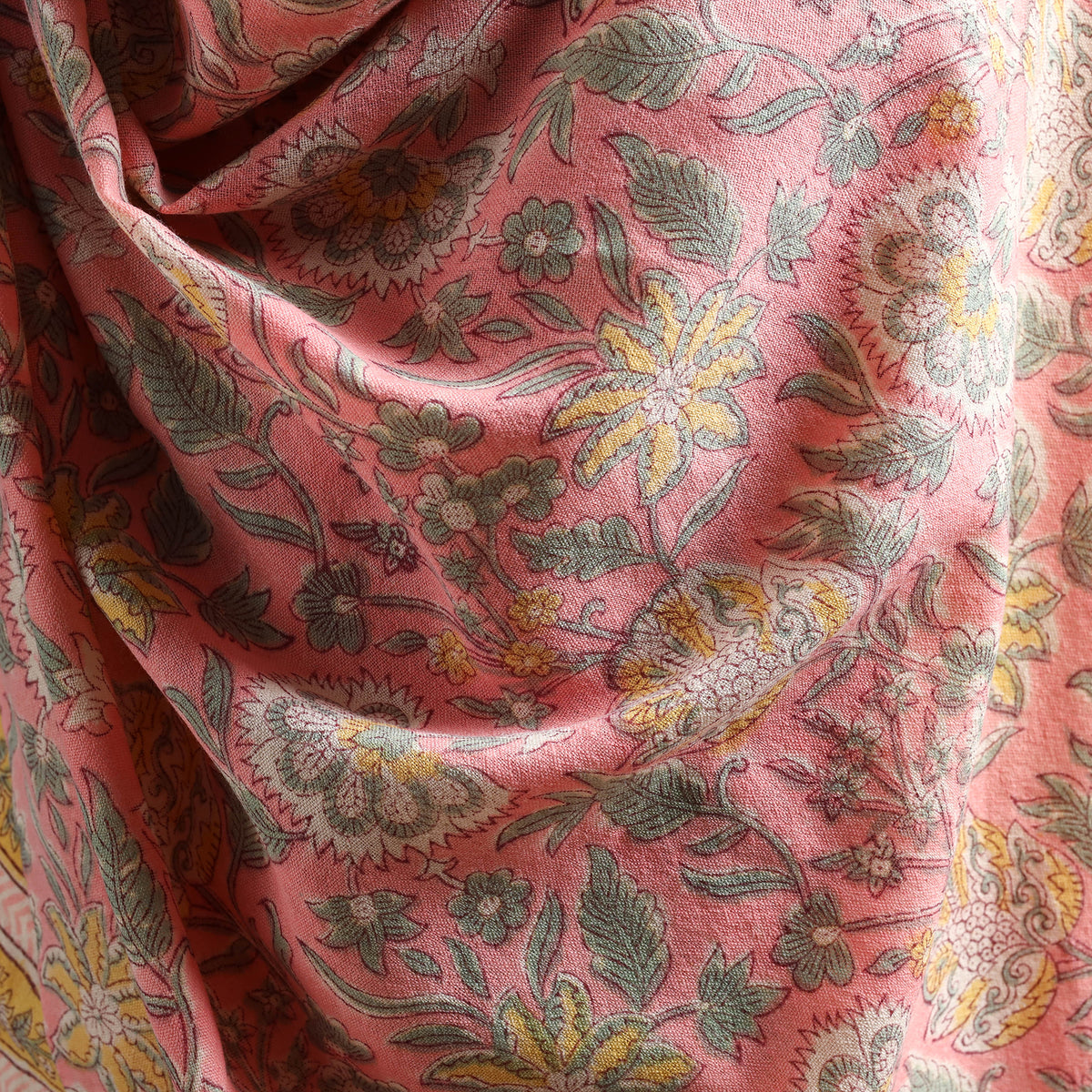 Floral Sanganeri Print Pure Merino Wool Handwoven Shawl 28
